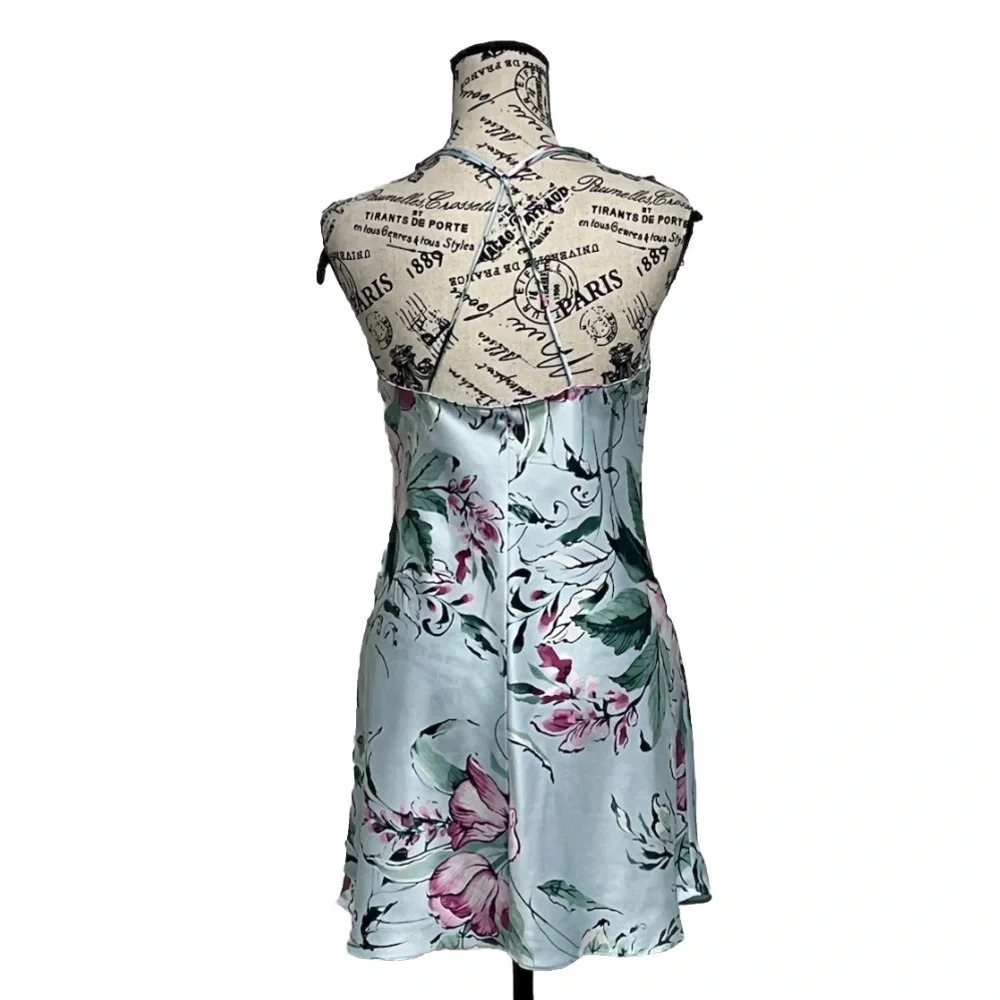 Lilac+London Floral Satin Chemise Slip Dress XS | Coquette Fairy Y2K Mini - Picture 6 of 12